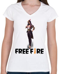 printfashion free fire clu - Női V-nyakú póló - Fehér (17298897)