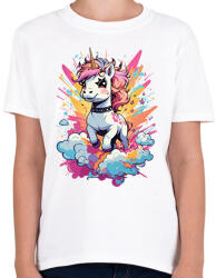 printfashion Unikornis punk - Gyerek póló - Fehér (17130231)