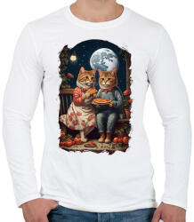 printfashion Romantikus macskák - Férfi hosszú ujjú póló - Fehér (17140816)