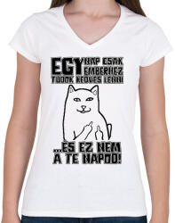 printfashion Egy nap csak egy emberhez tudok kedves lenni - Női V-nyakú póló - Fehér (17319426)