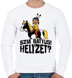 printfashion Szia Bátyus! Helyzet? - Férfi pulóver - Fehér (17357629)