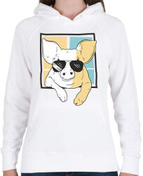 printfashion Napszemüveges malac - Női kapucnis pulóver - Fehér (17122916)
