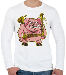 printfashion Katona malac - Férfi hosszú ujjú póló - Fehér (17034965)