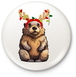 printfashion Rénszarvas bober. 2 - Kitűző, hűtőmágnes - Fehér (17106966)