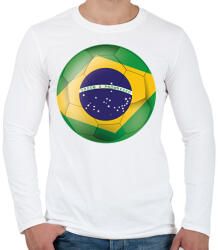printfashion Brazil labda - Férfi hosszú ujjú póló - Fehér (17082820)