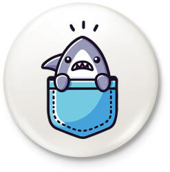 printfashion Cápa zsebminta - Kitűző, hűtőmágnes - Fehér (17105147)