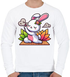 printfashion Nyuszi jóga - Férfi pulóver - Fehér (16972471)