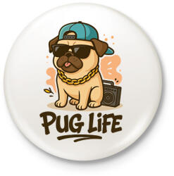 printfashion Pug Life - Kitűző, hűtőmágnes - Fehér (17439880)