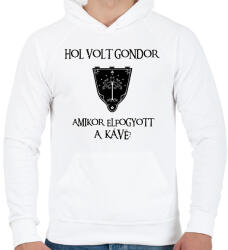 printfashion Hol volt Gondor? (kávé) - Férfi kapucnis pulóver - Fehér (16968471)