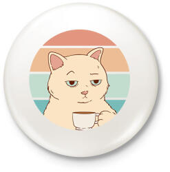 printfashion Unott macska - Kitűző, hűtőmágnes - Fehér (17072766)