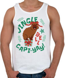 printfashion Karácsonyi capybara - Férfi atléta - Fehér (17133538)