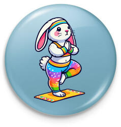 printfashion Jógázó nyuszi - Kitűző, hűtőmágnes - Világoskék (16973321)