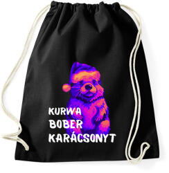 printfashion Kurwa bober karácsonyt - Sportzsák, Tornazsák - Fekete (17107111)
