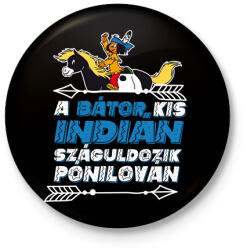 printfashion Yakari - Yakari a bátor kis indián - Kitűző, hűtőmágnes - Fekete (17372427)