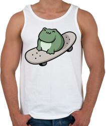 printfashion Béka gördeszkán - Férfi atléta - Fehér (17183051)