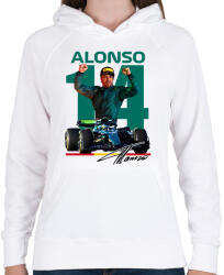 printfashion Fernando-Alonso - Női kapucnis pulóver - Fehér (17310190)