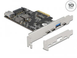 Delock PCI Express x4 Kártya - 3 x USB Type-C + 2 x A-típusú USB - SuperSpeed USB 10 Gbps - alacson (DL-90060)
