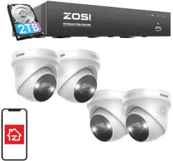  IP kamera ZOSI C225 4 db WiFi 5MP + NVR 8ch + 2TB HDD (8SN-2255AW4-20)