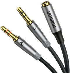 UGREEN AV193 AUX audio splitter fejhallgató + mikrofon 3.5mm-es mini jack kábelhez (szürke)