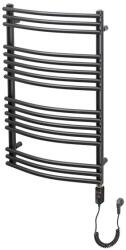 Radeco Sonia EL íves törölközőszárítós radiátor fűtöpatronnal, feltöltve - fekete színű - 1408X550 mm - 600W (SOE140055ME7EP1102100)