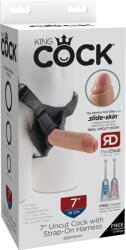Pipedream King Cock - 7" Uncut with Strap-On Harness