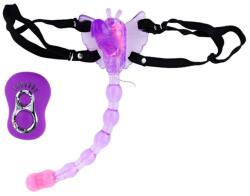 Érzéki pillangós strap-on lila színben
