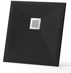 N-Smart Nilla black szögletes műmárvány zuhanytálca 90 x 90 x 2, 5 cm - NW-ZT-T099FB-G (NW-ZT-T099FB-G)