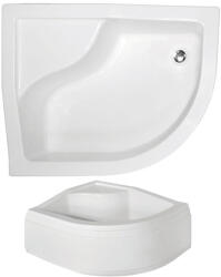 Besco Maxi íves mély zuhanytálca 80 × 100 × 38, 5/45 cm - jobbos - BAM-100-NP + OAB-100-NS (BAM-100-NP + OAB-100-NS)