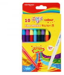 Keyroad Rostirón, filctoll készlet 10 db/doboz Magic fiber marker 18 klf. szín (KR972227) (KR972227)