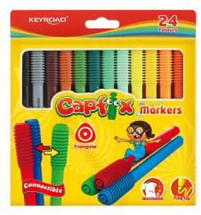 Keyroad Rostirón, filctoll készlet összekapcsolható fejekkel 24 db/bliszter Capfix vegyes színek (KR971770)