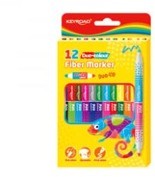 Keyroad Rostirón, filctoll kétvégű készlet 12 db/doboz duo fiber marker 24 klf. szín (KR972435) (KR972435)