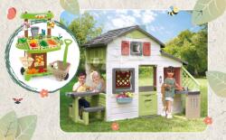 Smoby Set căsuța Prietenilor și stand de legume Bio Friends House Life Smoby extensibilă cu sonerie și bucătărie cu masă de picnic (SM810207-65) Casuta pentru copii
