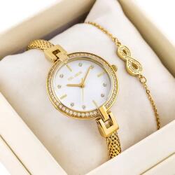  Díszdobozos női karóra és karkötő szett, arany, kvarc, WR30, Paul Lorens