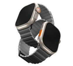 Uniq Revix Premium mágneses szilikon szíj Apple Watch 42/44/45/49mm, fekete/szürke (-45MM-REVPCHRAGRY)