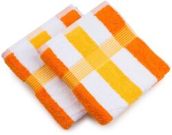 GÖZZE Gozze - Prosop New York Stripe, Set de 2, Prosop Moale si Absorbant, 100% Bumbac, 50 x 100 cm - Portocaliu/Alb/Galben (555-8450-A4) Prosop
