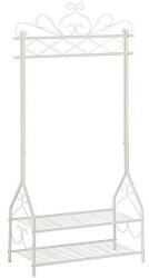  Vintage ruha állvány és fogas ruhák rúd és 2 fém polcok 92 X 41 X 173 Cm (W X D X H) krém H (HSR07WV1 XXX)