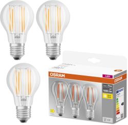 OSRAM Filament LED izzó, E27, 7, 5W (75W), 1055 lm, Meleg fény (2700K), D energiaosztály, 3 db