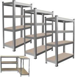 GardenLine 3db fém Salgó polcrendszer MDF lapokkal, 180x90x40cm - Max. 700kg teherbírás