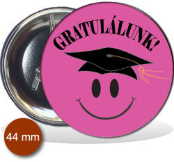  Kitűző, Smile ballagásra, pink 44 mm