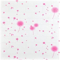 SDEPOT 20 db SDEPOT® tapéta csempe készlet, 3 mm vastag, mérete 70x77 cm, téglautánzat, rózsaszín pitypangos minta (SET20_TAPET_58_PAPADIE)