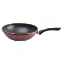 Rosberg Tigaie wok Rosberg R51320G26H, 26 cm, Finisaj marmura, Inductie, Bordeaux melange (R51320G26H)