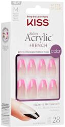 Kiss Unghii false Salon Acrylic French Color Squared, 28 bucati, Kiss