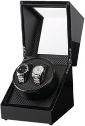  Óratartó doboz, automata óraforgatóval, 2db karórához, 18x18x21cm - fekete (W113-BT) (W113-BT)