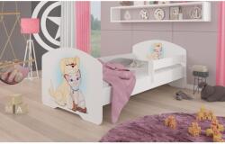 ADRK Ágy matraccal és korláttal PEPE DOG AND CAT 160x80, Fehér - sprintbutor