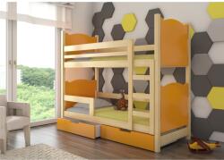 ADRK Kétszemélyes emeletes ágy matracokkal MARABA, Fenyő, Narancs