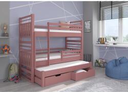 ADRK Háromszintes emeletes ágy matraccal HIPPO 180x80, Rózsaszín