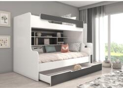 ADRK HARELL lépcsős emeletes ágy, Fehér, Grafitszürke