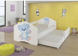 ADRK Kétszemélyes ágy korláttal és matracokkal CASIMO II BLUE BEAR 160x80, Fehér