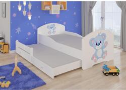 ADRK Kétszemélyes ágy matracokkal PEPE II BLUE BEAR 160x80, Fehér - sprintbutor