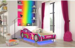 ADRK LED CAR PINK matraccal és világítással 160x80 ágy, Rózsaszín - sprintbutor